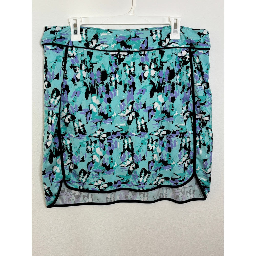 Greg Norman Womens Golf Skort Teal Purple Butterfly Print Active Skirt Large